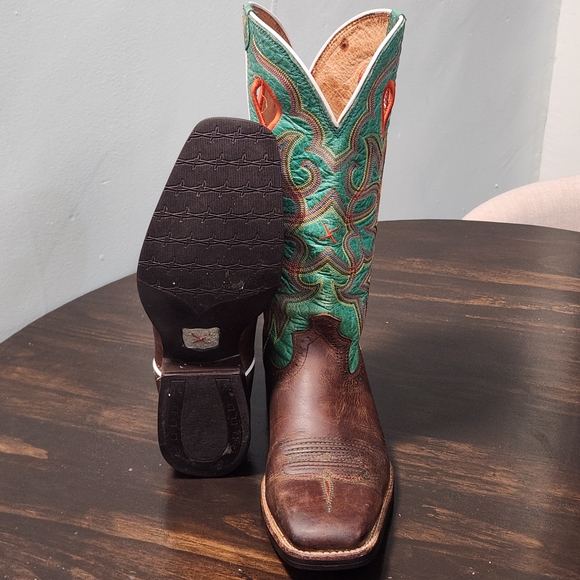 Twisted X Western Boots Brown Leather Mid-Wide Calf Square Toe Women's Size 8C - Picture 10 of 14